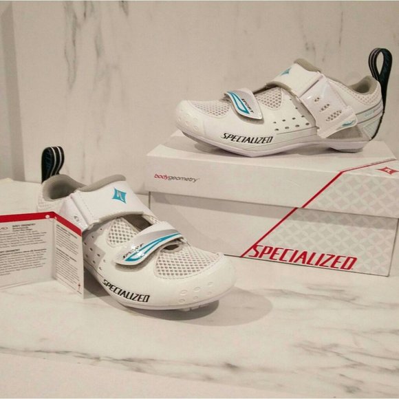 NWB Specialized Trivent Triathlon Cycling Shoes White Aqua 6.5 - Picture 14 of 14